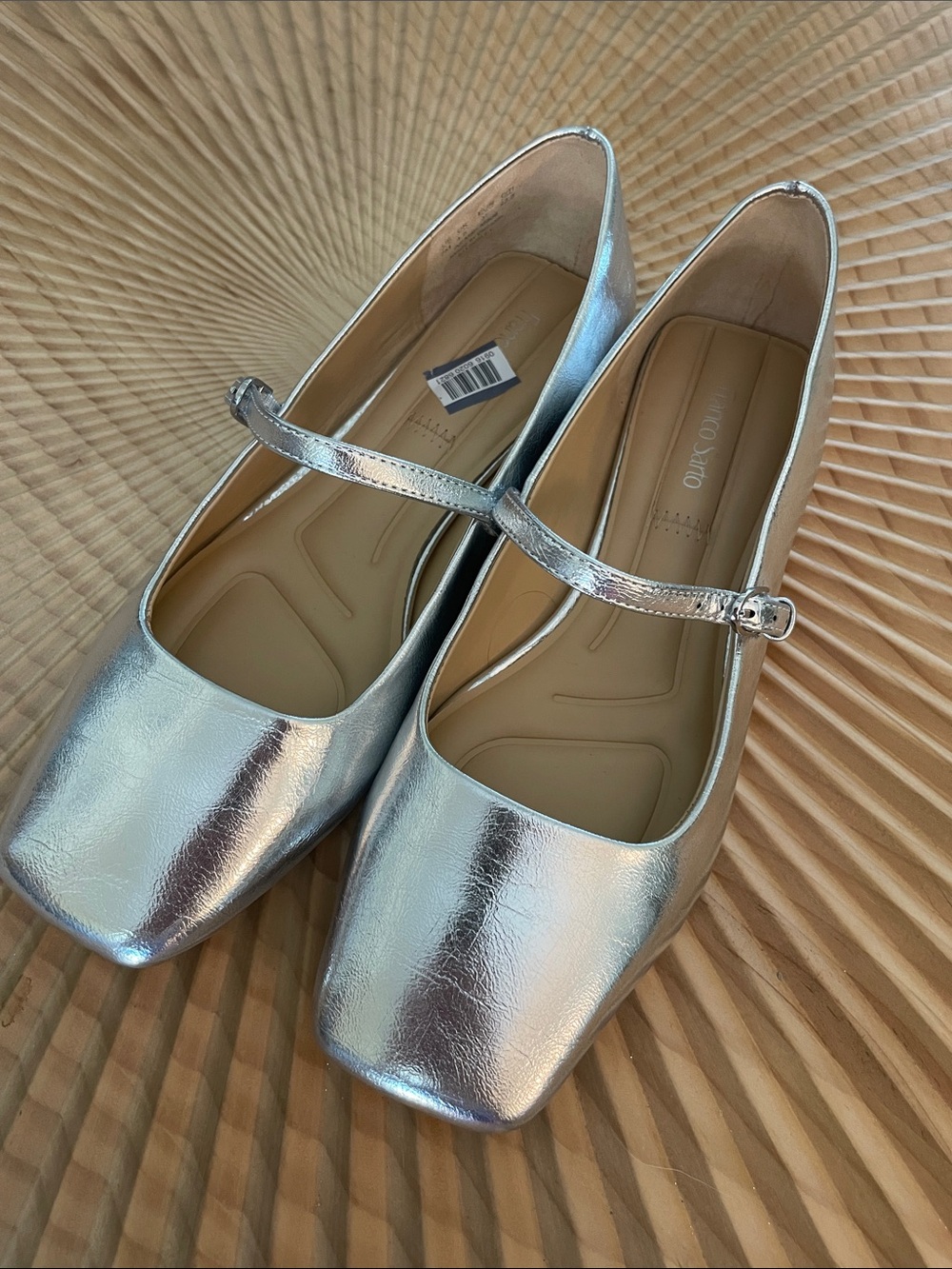 Franco Sarto Metallic Silver Mary Jane Flats